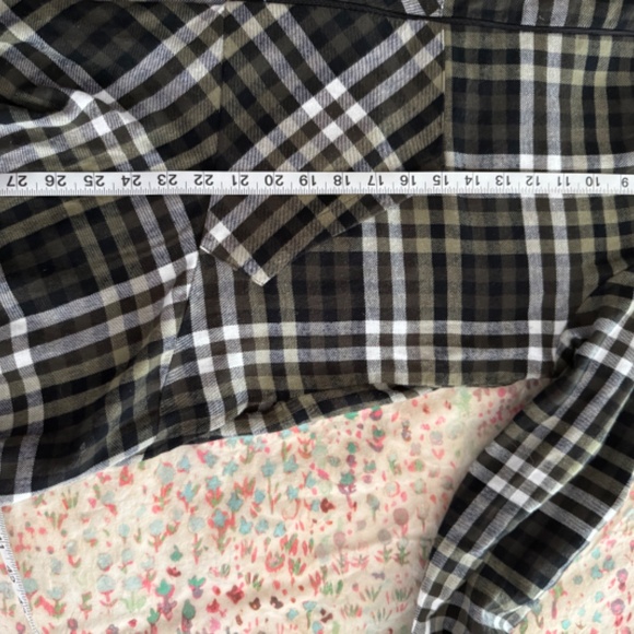 Staples Plaid Flannel Top with Peplum HEM - Picture 6 of 7